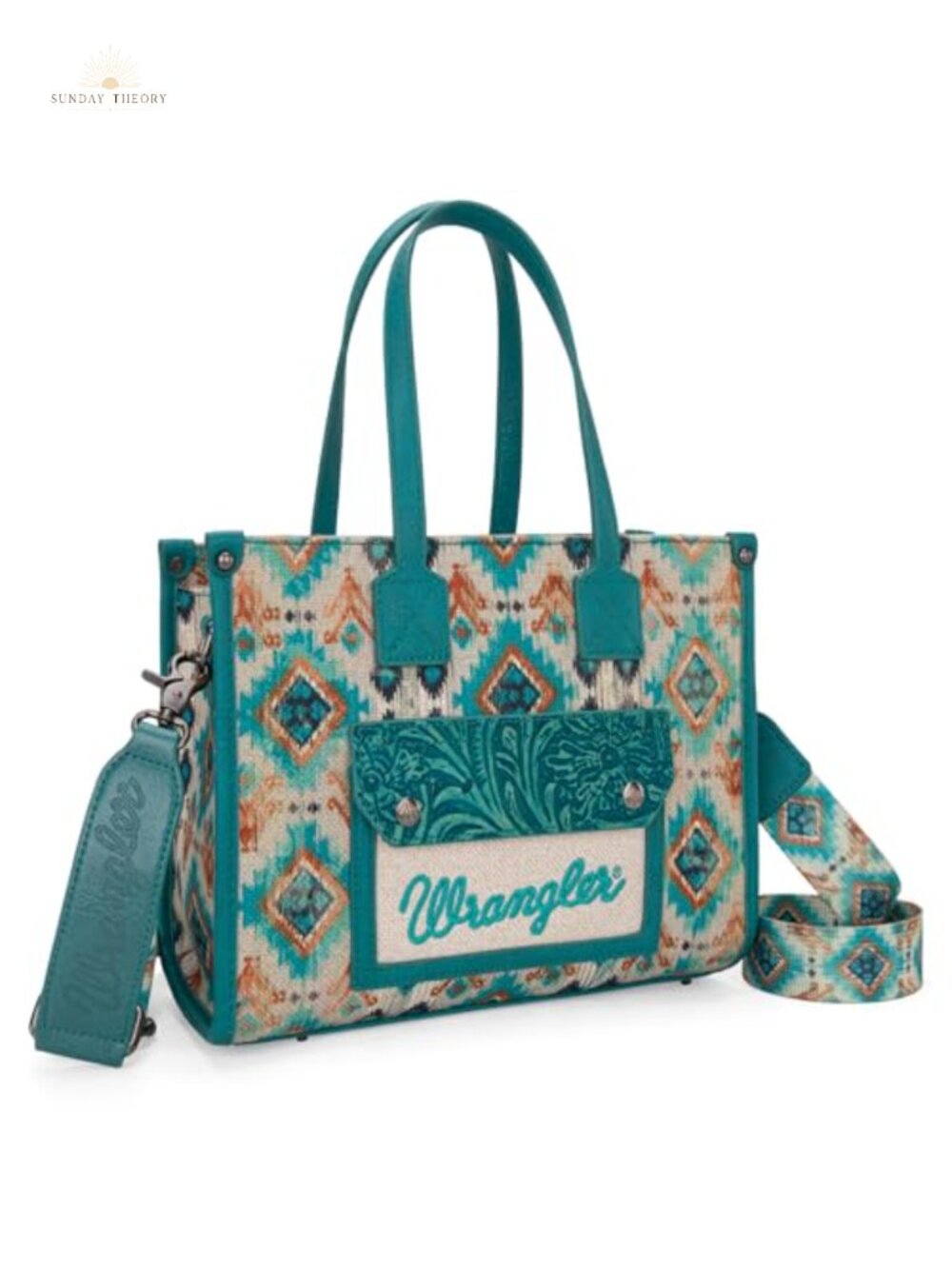 Aztec Western Tote Bag Embossed Floral Crossbody Purse